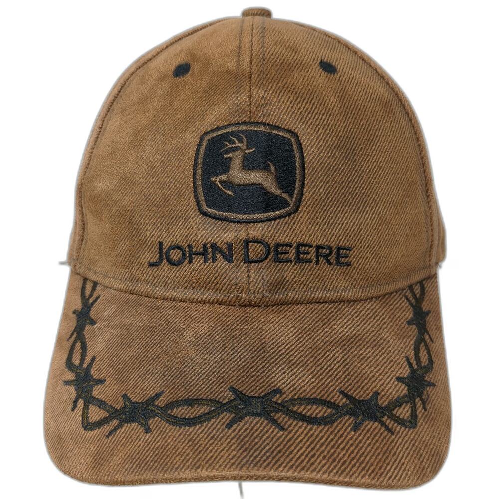 John Deere Baseball Cap Brown One Size Barbed Wire Embroidery Strapback Hat
